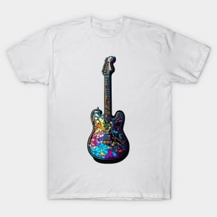 Vintage Stained Glass Guitar Gifts Guitarist Concert Guitar T-Shirt